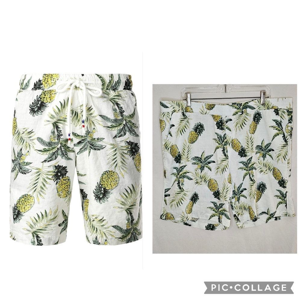 New Men Jogal Pineapple Tropical Aloha Palm Floral Hawaiian Shorts Size XXXL 3XL